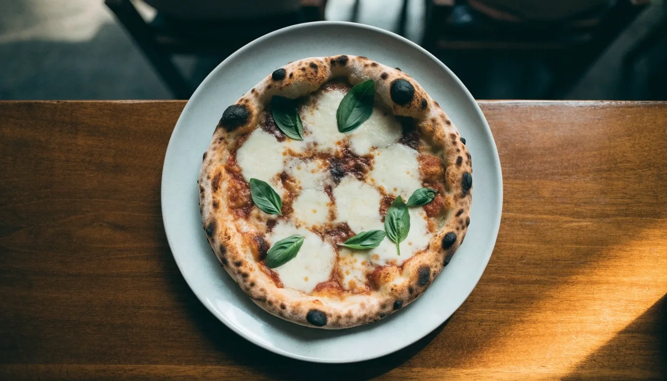 Frissen sült nápolyi pizza tányéron