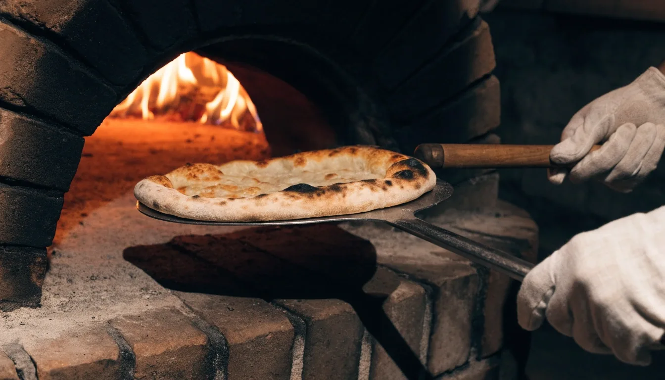 Kemence szája sütés közben, pizzalapáttal