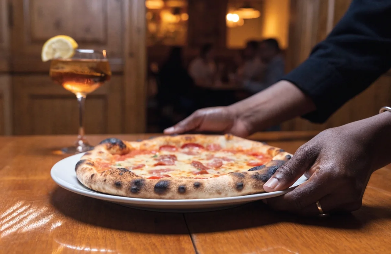 Frissen sült nápolyi pizza világos tányéron