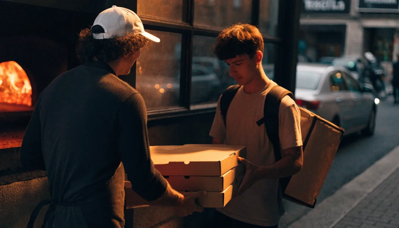 Kézzel kemencébe vetett pizza a Pizza Forte konyhájában